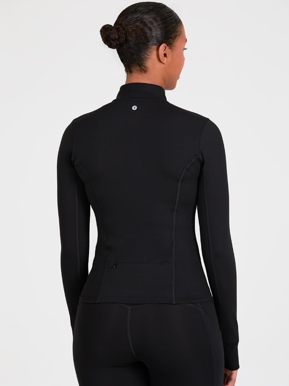 YITTY Black Zip-Front Active Jacket with Thumbhole Sleeves - Picture 4 of 9